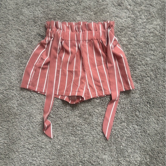 Waist Knot Detail Striped Short. - Picture 1 of 3